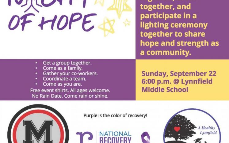 Join Lynnfield for A Night of Hope, starting at the common at 6 p.m., on Sept. 22.